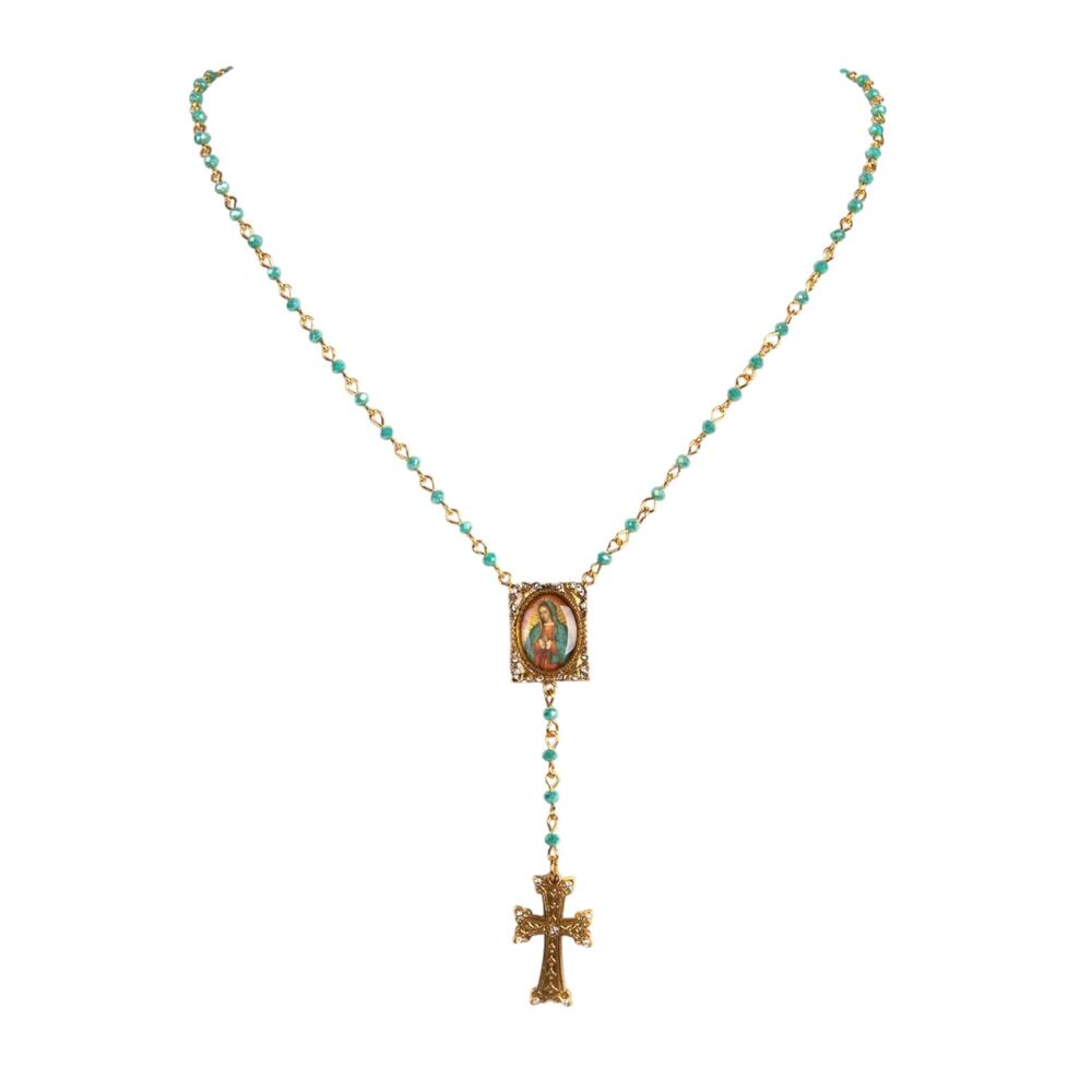 VIRGINS SAINTS & ANGELS VSA Retablo Guadalupe Rosary Necklace